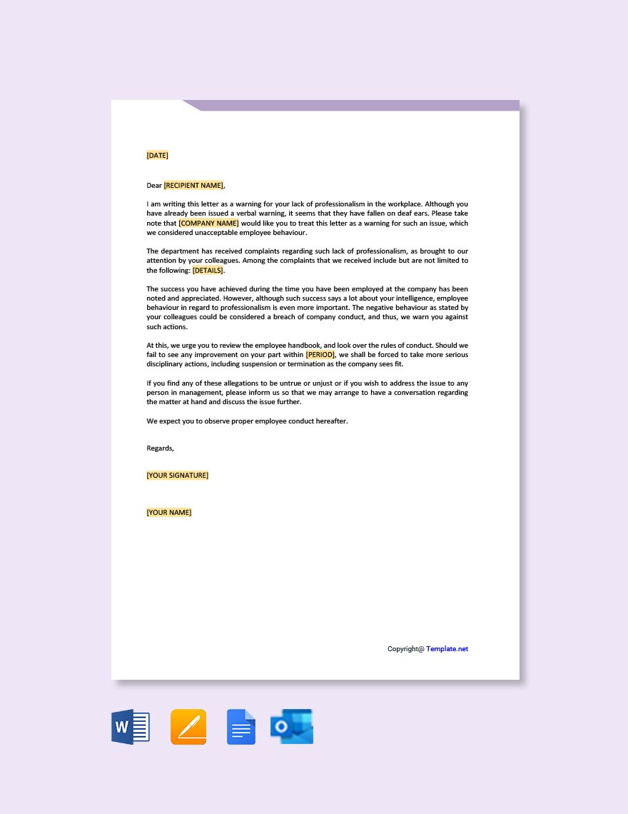 Free Professional Warning Letter Template
