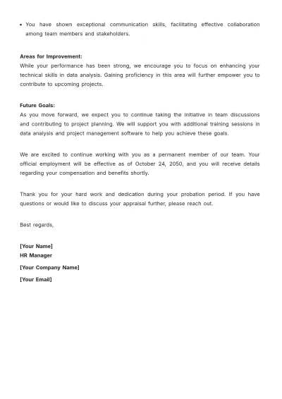 Free End-of-Probation Format Appraisal Letter Template to Edit Online