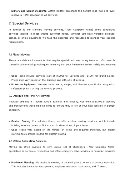Free Moving Company Guideline Template to Edit Online
