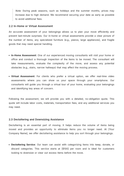 Free Moving Company Guideline Template to Edit Online