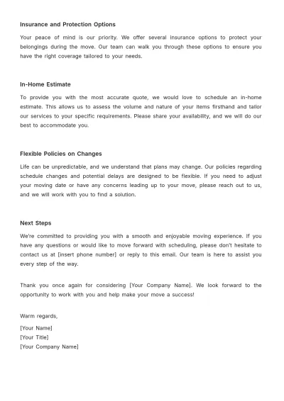 Free Moving Company Letter Template to Edit Online