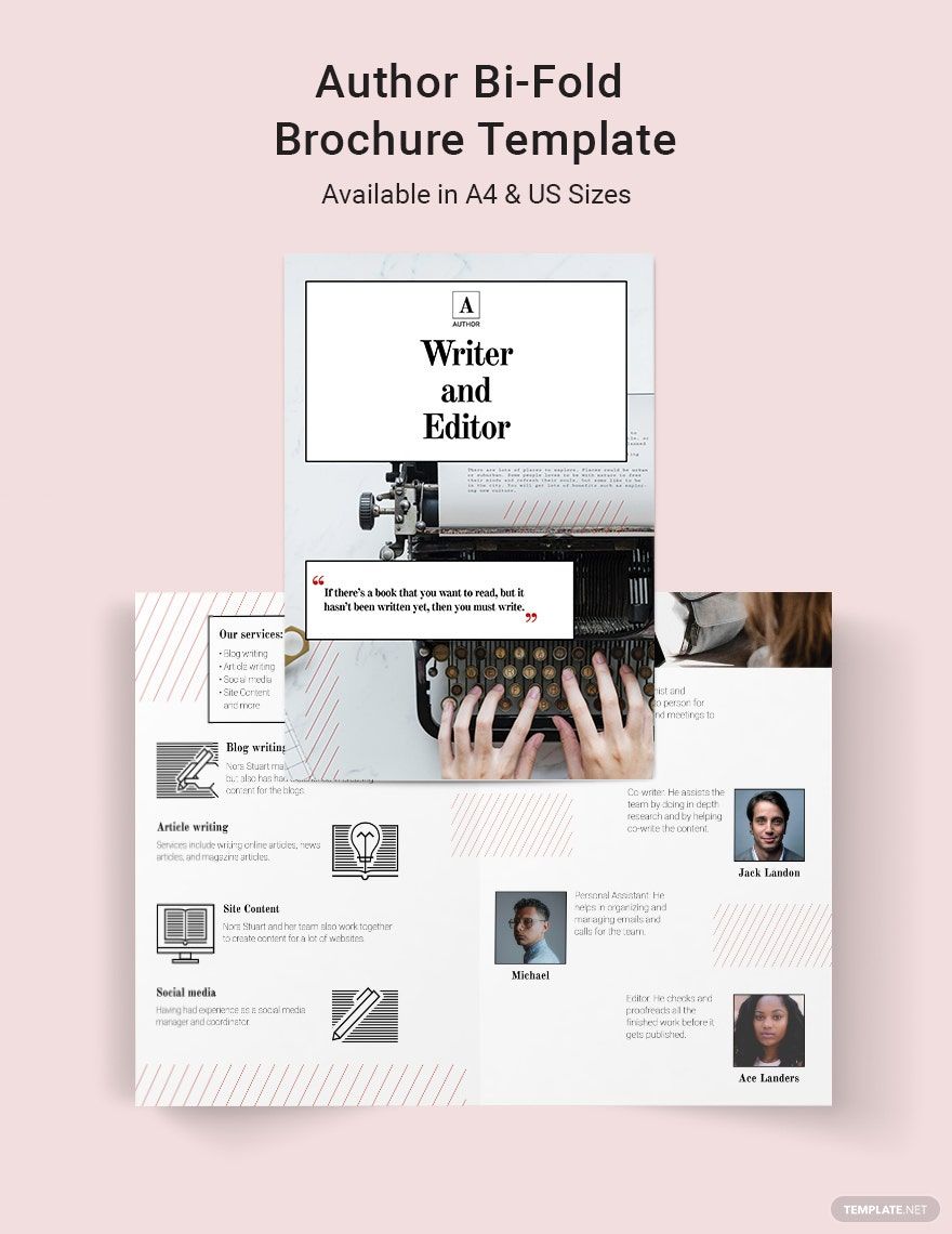 Free Author Bi-Fold Brochure Template in Word, Google Docs, Illustrator, PSD, Apple Pages, Publisher, InDesign