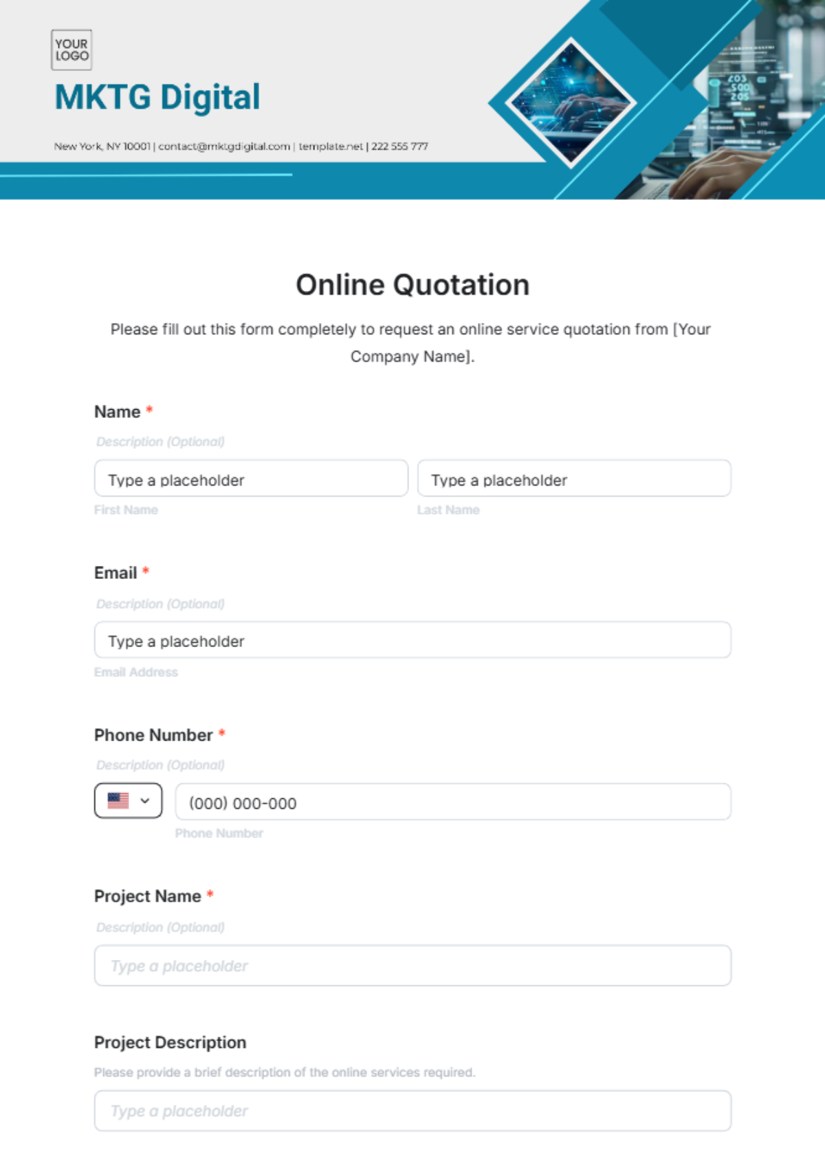 Online Quotation Template - Edit Online & Download