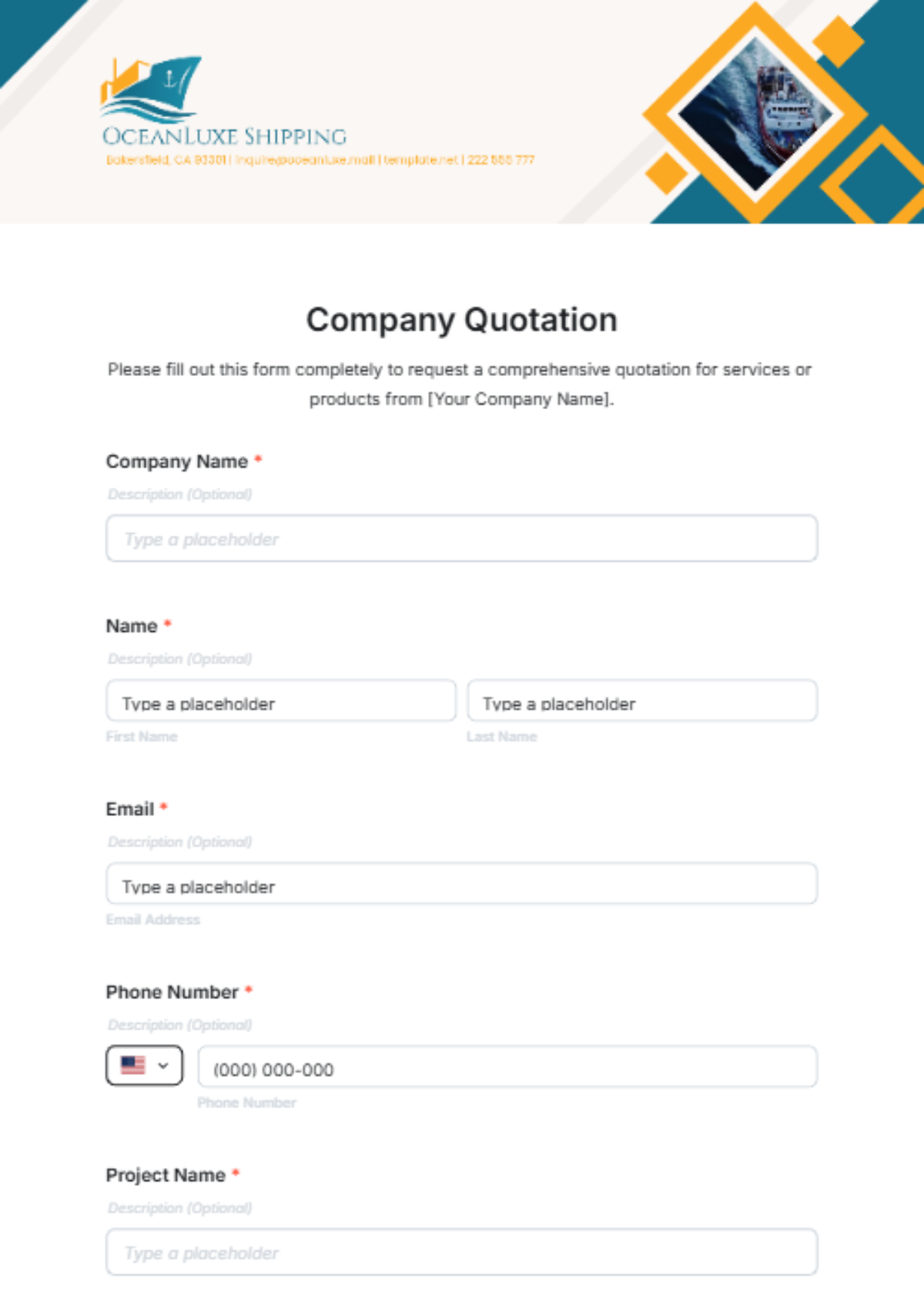 Company Quotation Template - Edit Online & Download