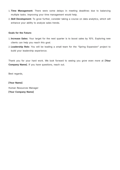 Free Summary Simple Appraisal Letter Template to Edit Online