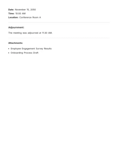 Free Introductory Format Meeting Minute HR Template to Edit Online