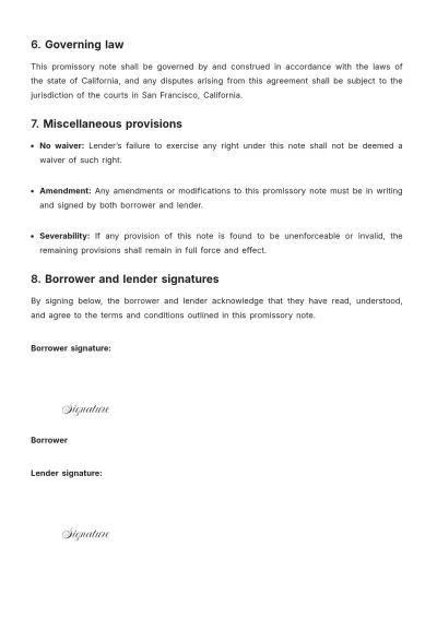 Free Promissory Note for Secured Personal Loan Template to Edit Online