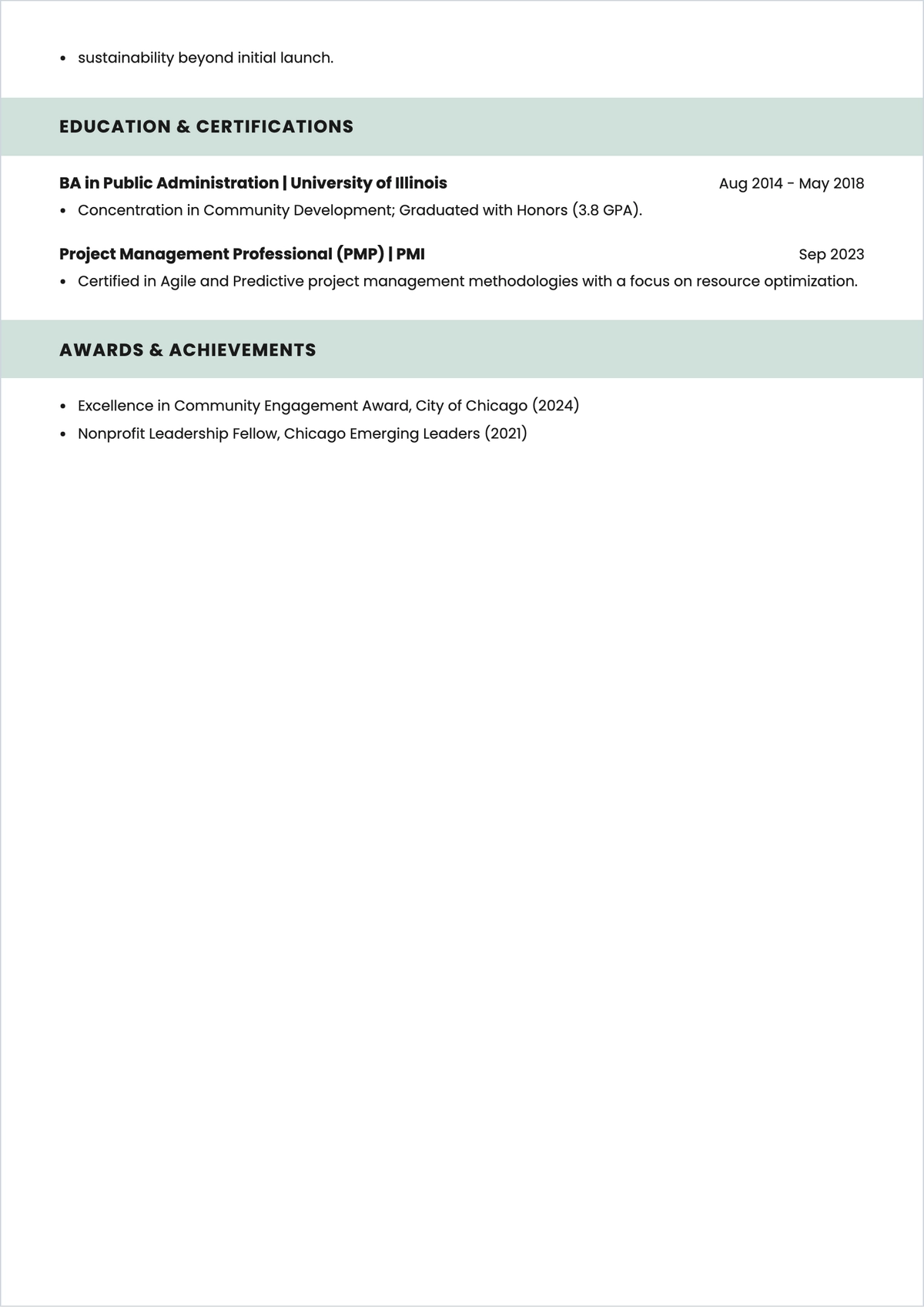 Free Nonprofit Team Leader ATS Resume Template, AI Resume Builder