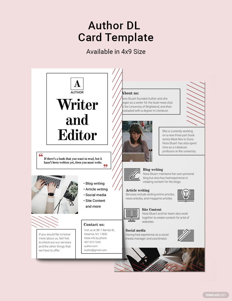 Free Author DL Card Template