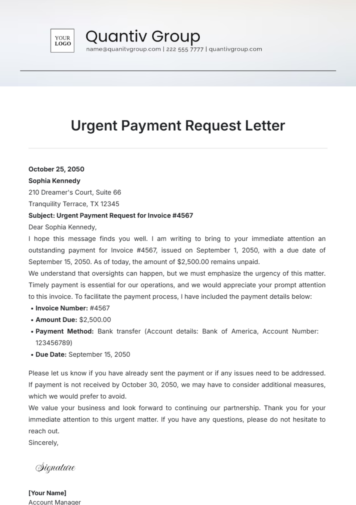 Urgent Payment Request Letter Template - Edit Online & Download