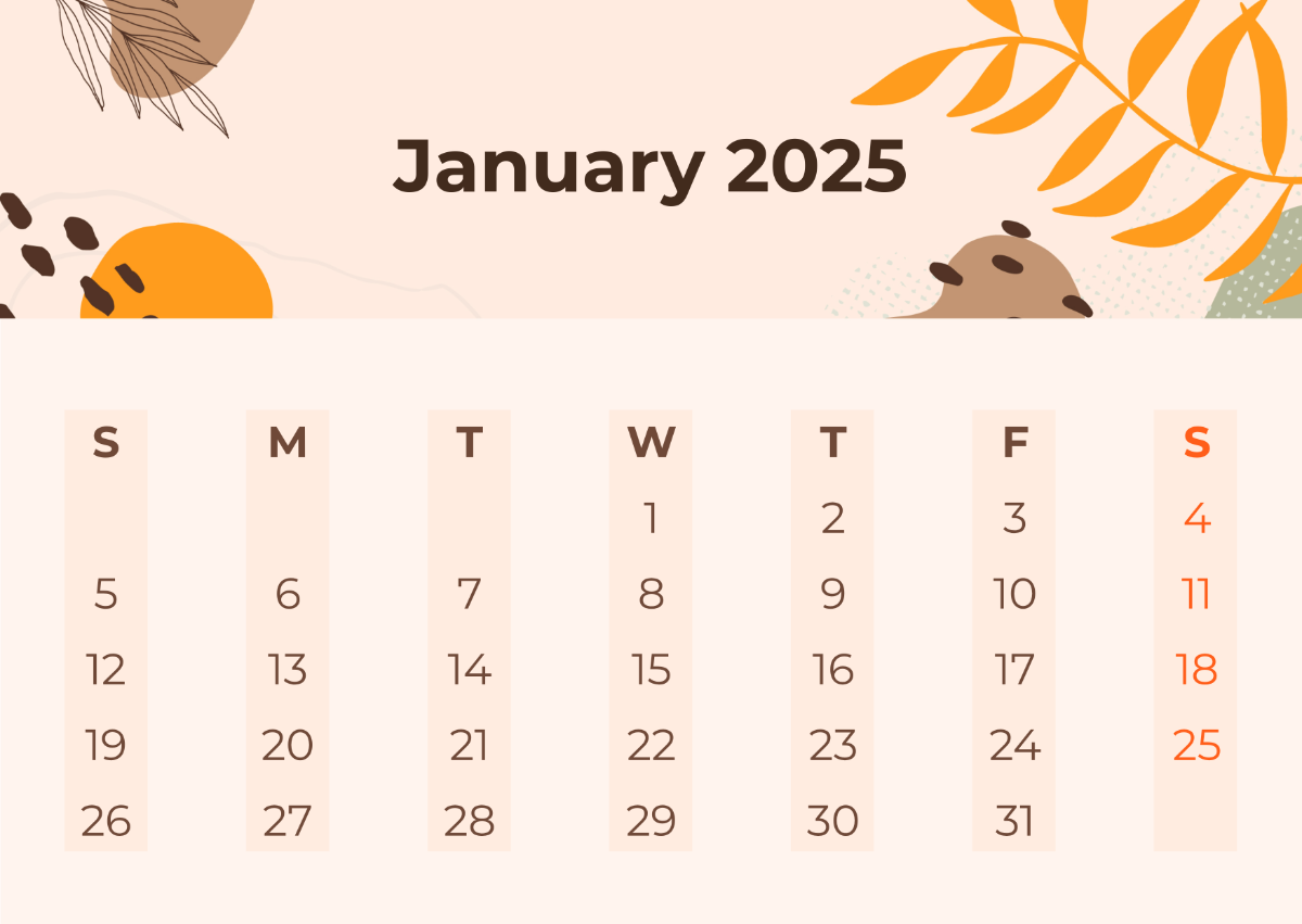 January 2025 Wall Calendar