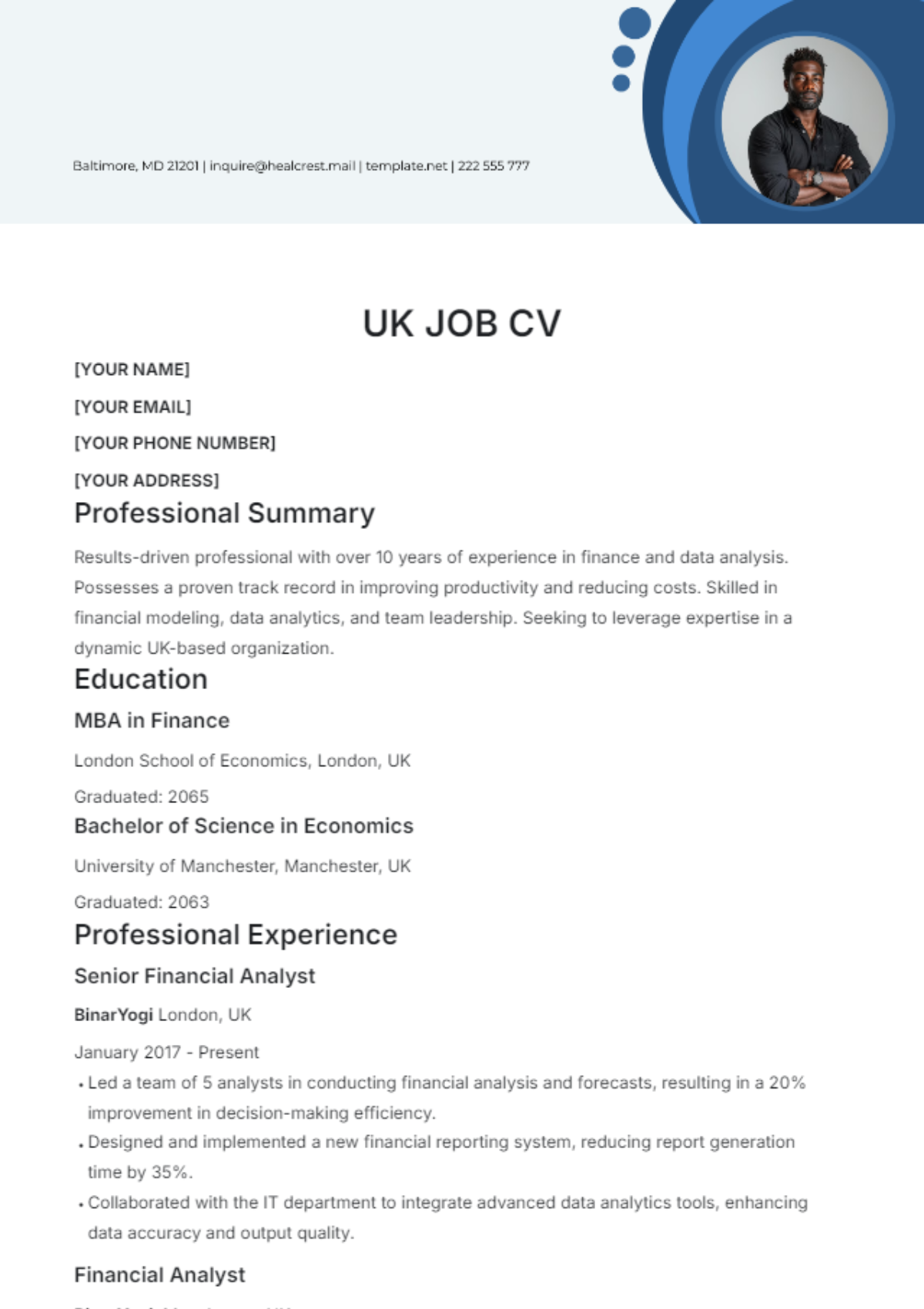 UK Job CV Template - Edit Online & Download