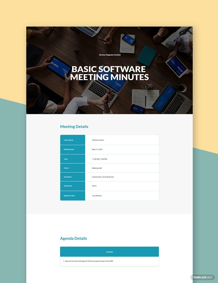 Basic Software Meeting Minutes Template