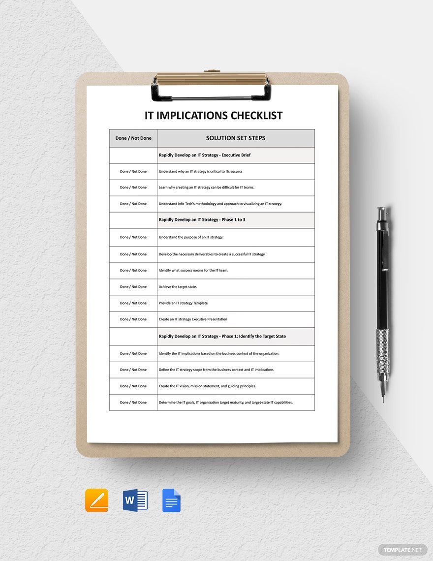 IT Implications Checklist Template