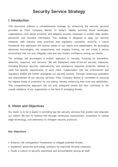 Free Security Service Strategy Template to Edit Online