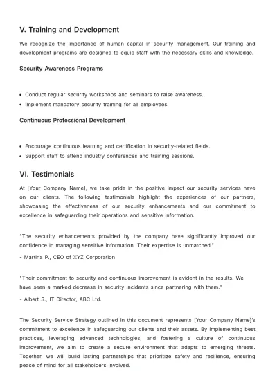 Free Security Service Strategy Template to Edit Online