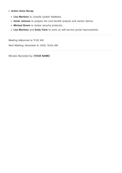 Free Technology and HR Systems Meeting Minute Template to Edit Online