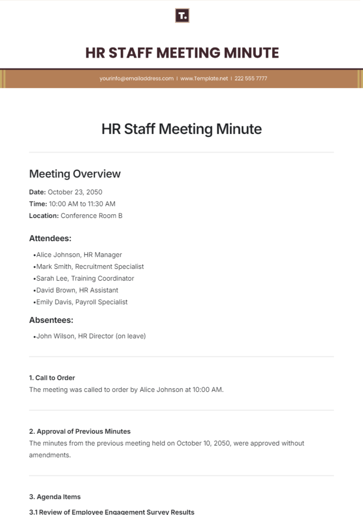 HR Staff Meeting Minute Template - Edit Online & Download