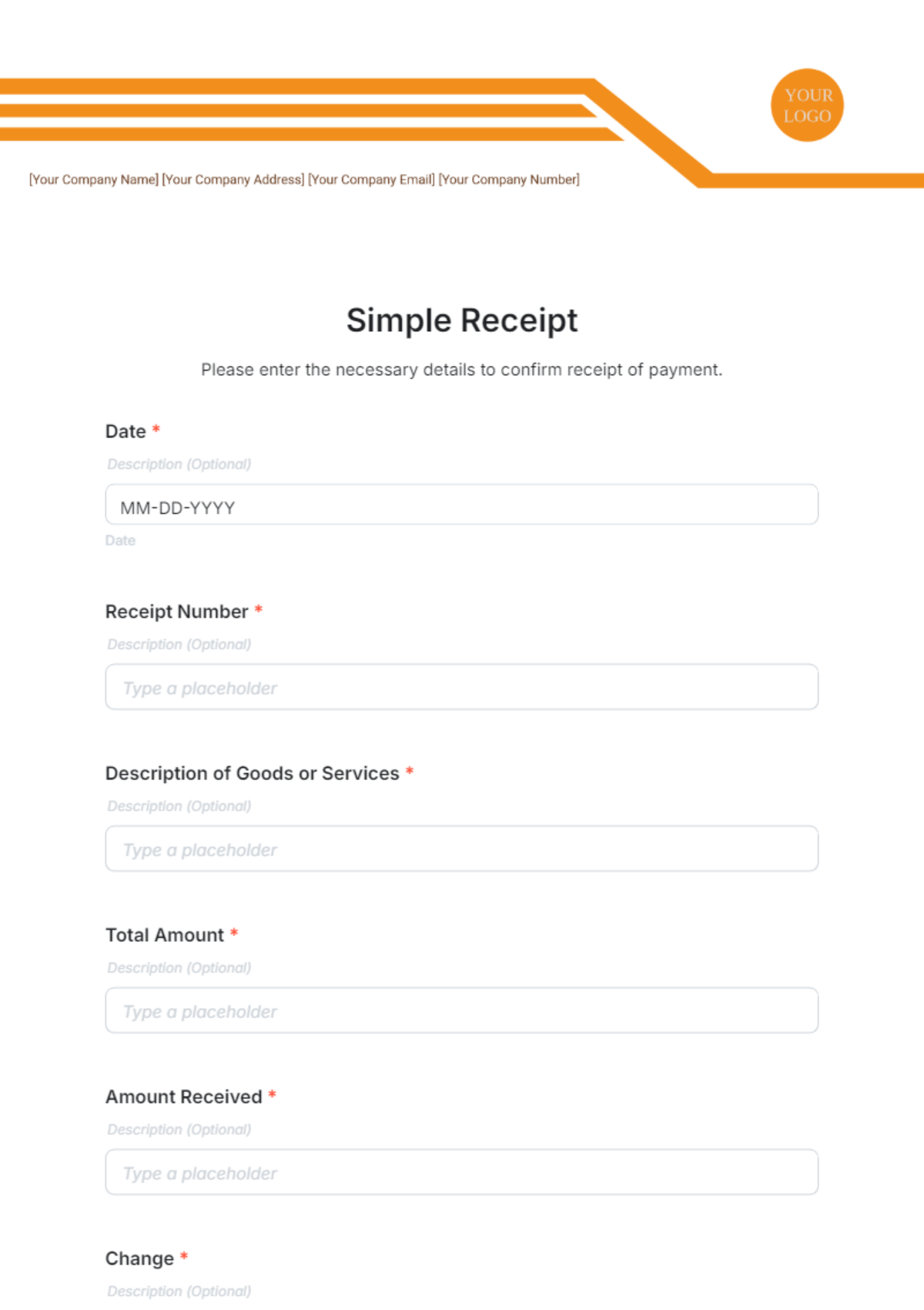 Simple Receipt Form Template - Edit Online & Download