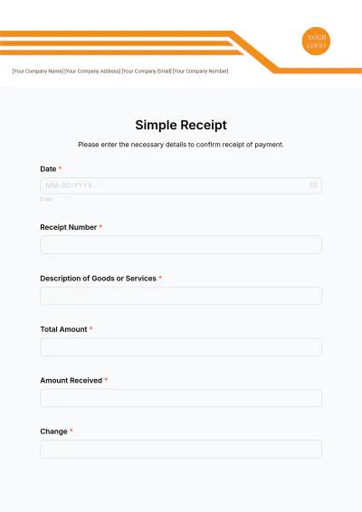Free Simple Receipt Form Template & AI Receipt Maker