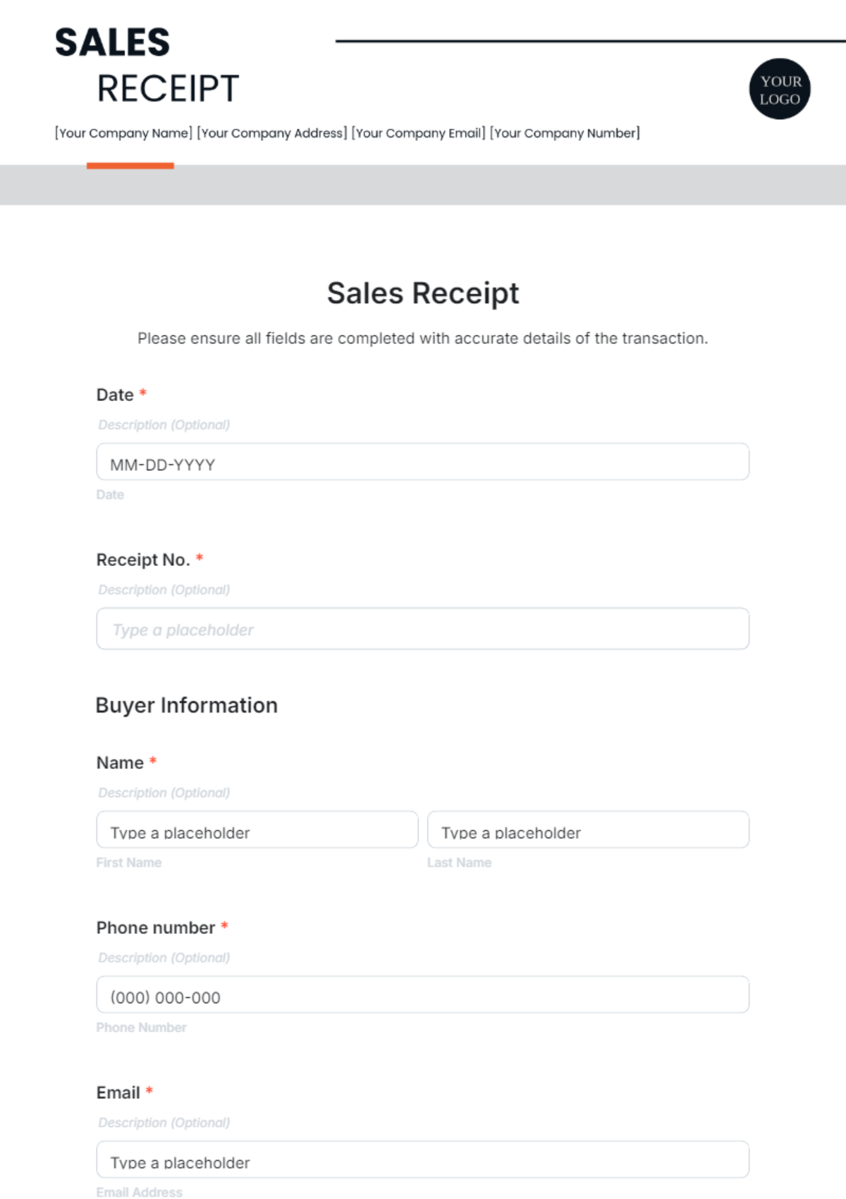 Sales Receipt Template - Edit Online & Download