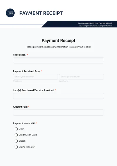 Free Payment Receipt Form Template & AI Receipt Maker