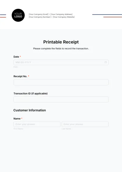 Free Printable Receipt Form Template & AI Receipt Maker