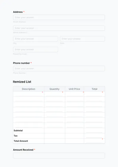 Free Printable Receipt Form Template & AI Receipt Maker