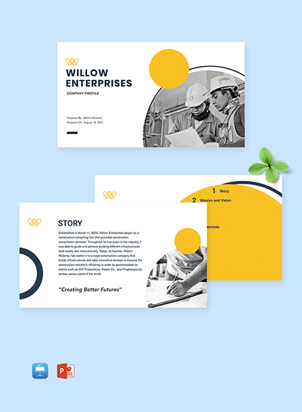 Construction Company Profile Template PDF PowerPoint PPT Apple 