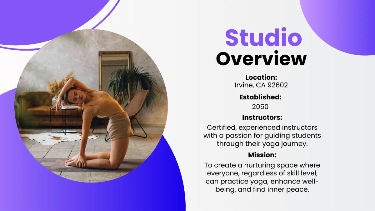Free Yoga Studio Presentation Template to Edit Online