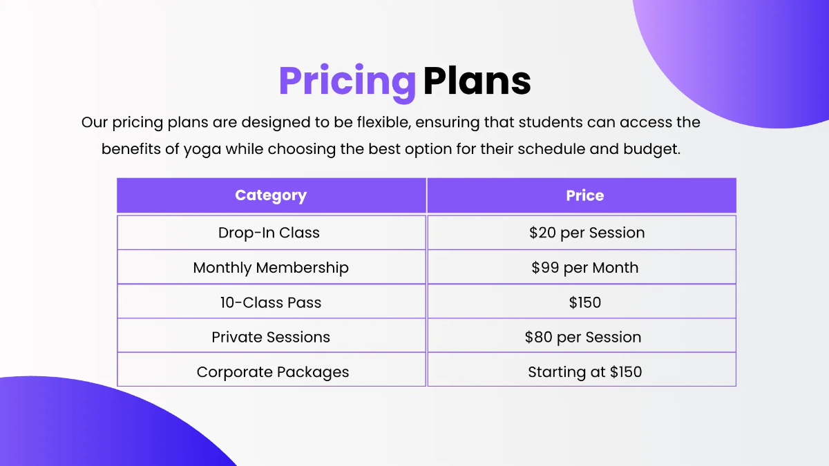 Free Yoga Studio Presentation Template to Edit Online