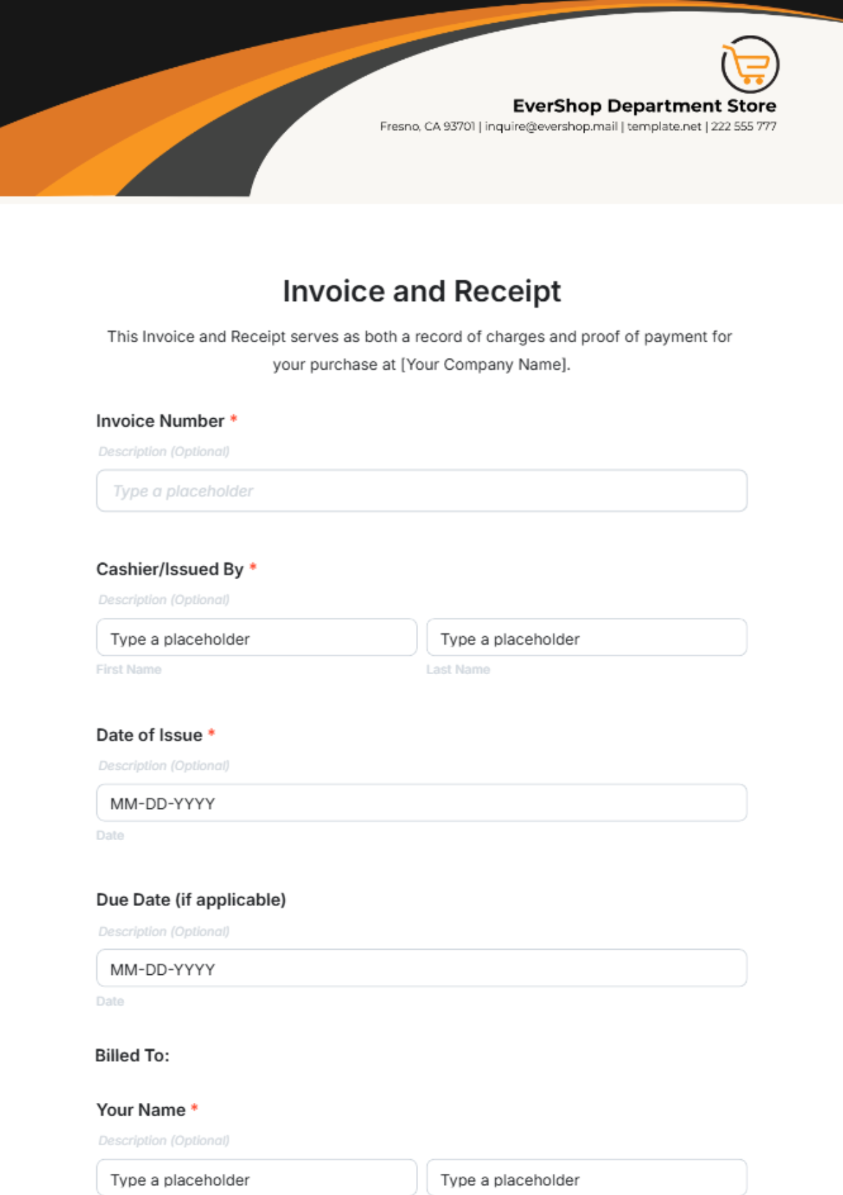 Invoice and Receipt Template - Edit Online & Download