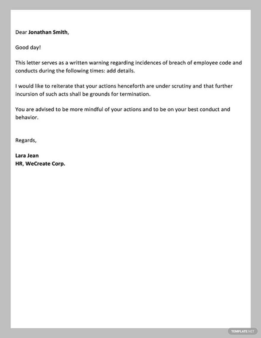Warning Letter Format For Employee Pdf Infoupdate