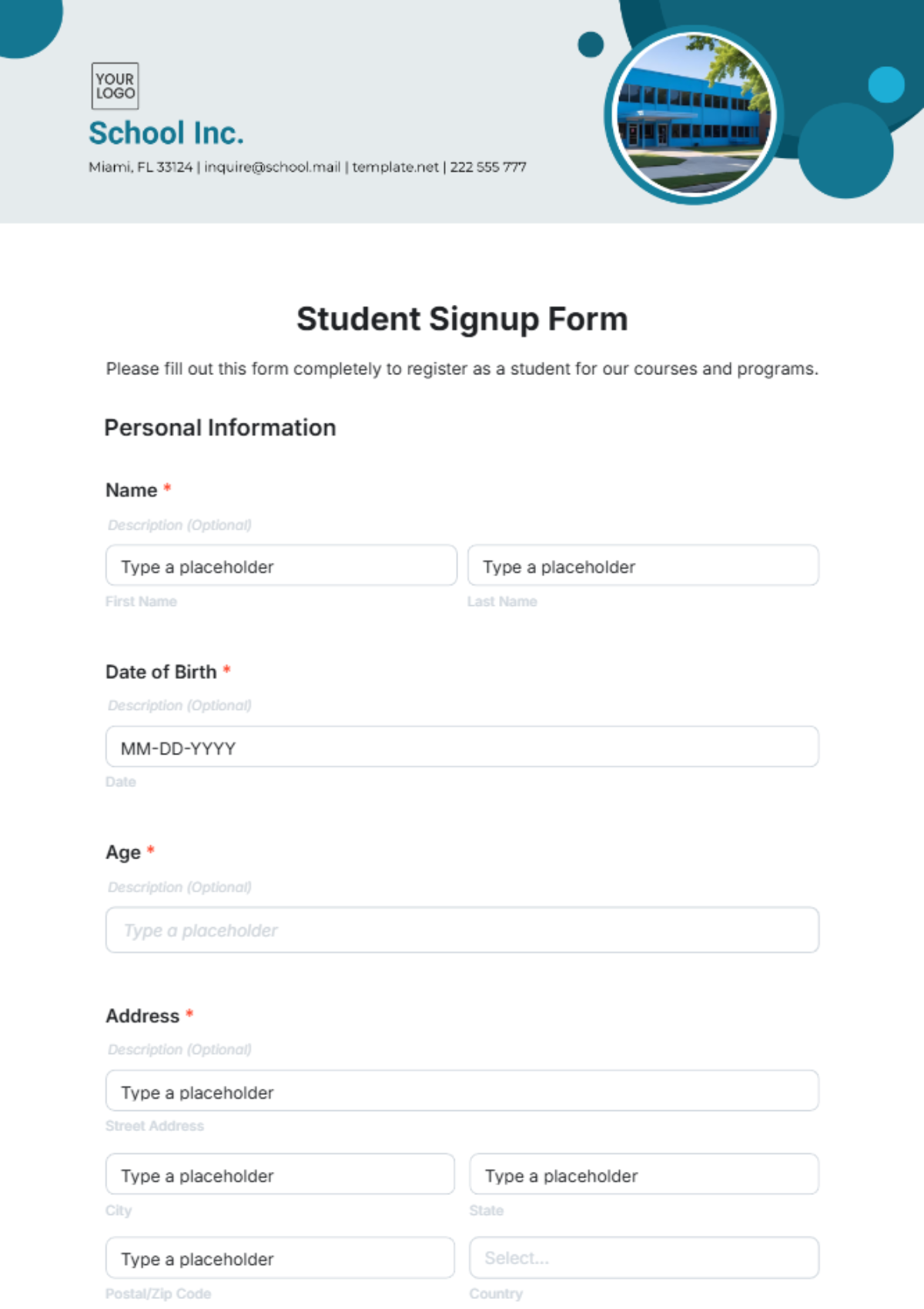 Student Signup Form Template - Edit Online & Download