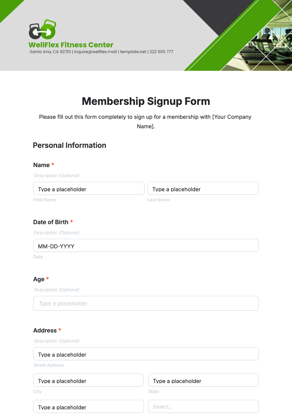 Membership Signup Form Template - Edit Online & Download