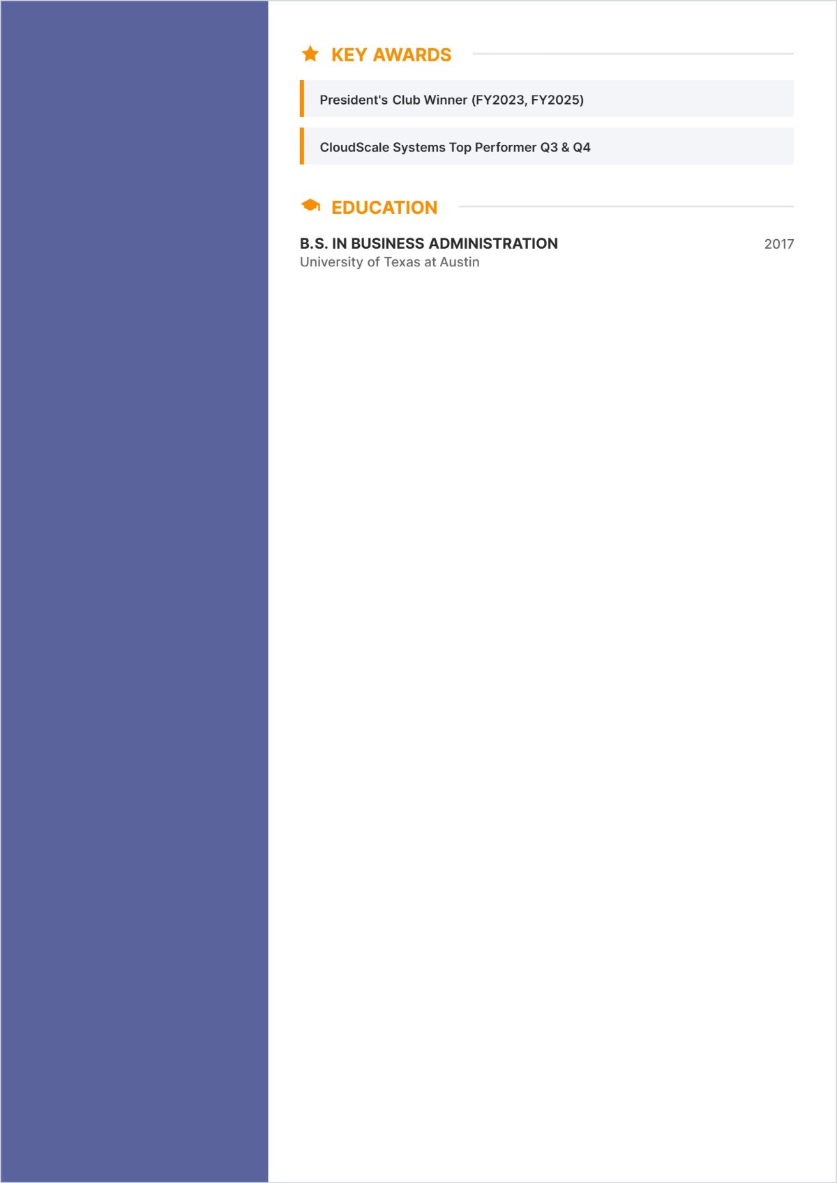 Free Sales Job CV Template to Edit Online