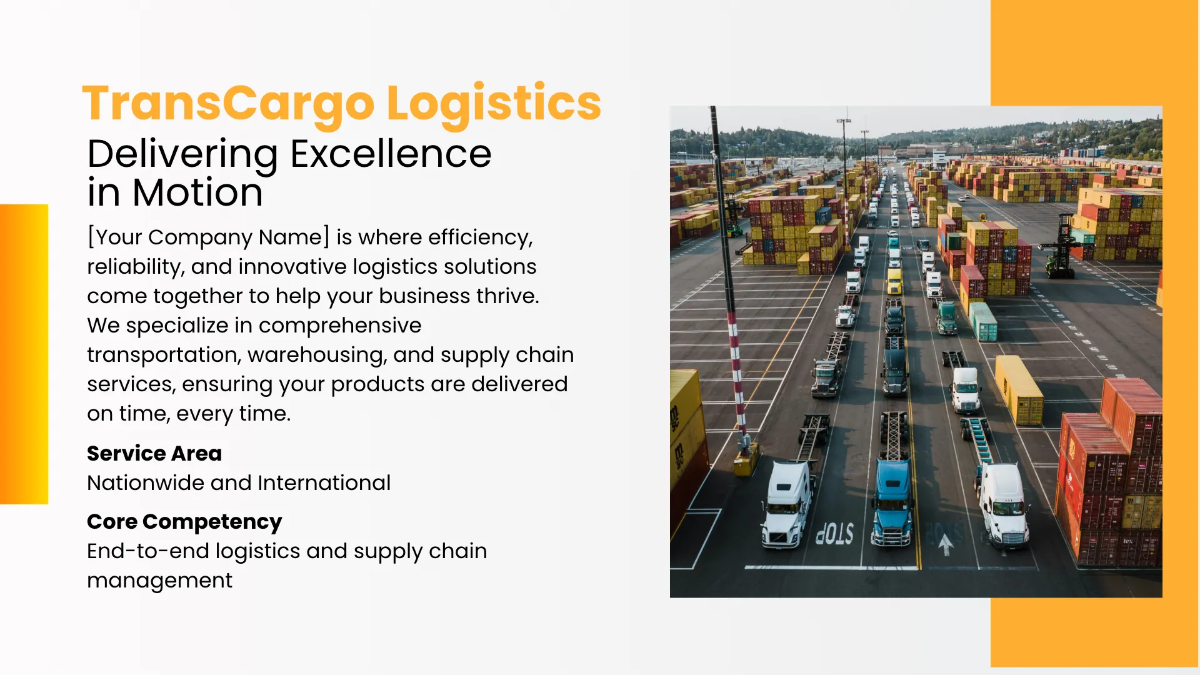 Free Logistics Company Presentation Template to Edit Online