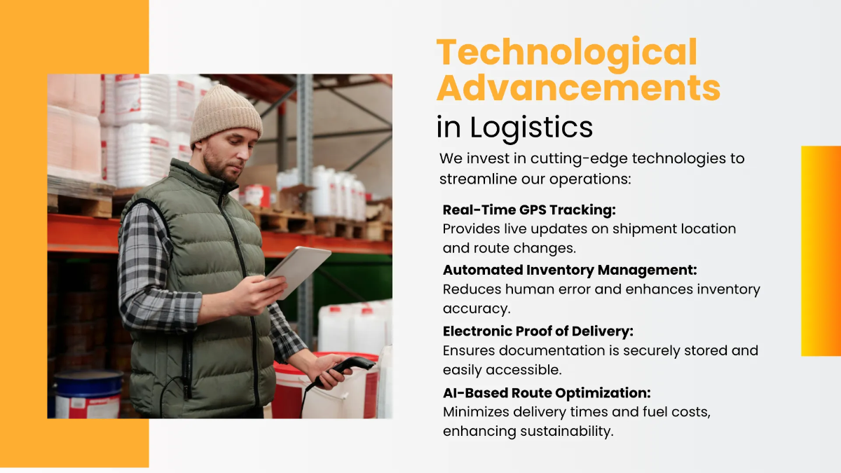 Free Logistics Company Presentation Template to Edit Online