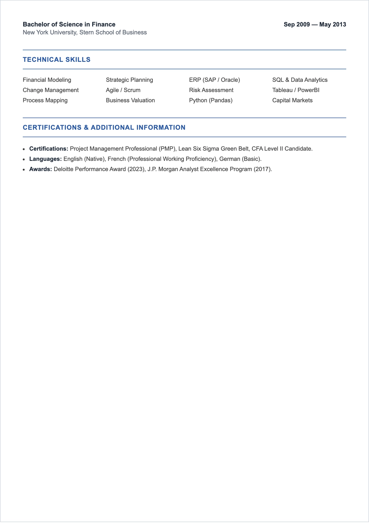 Free Consultant Job ATS CV Template, AI CV Builder