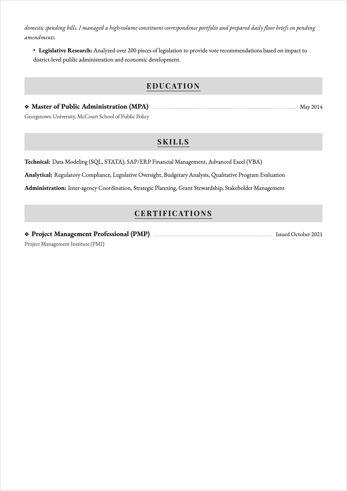 Free Government Job ATS CV Template, AI CV Builder