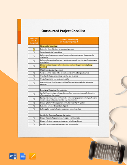 checklist outsourced