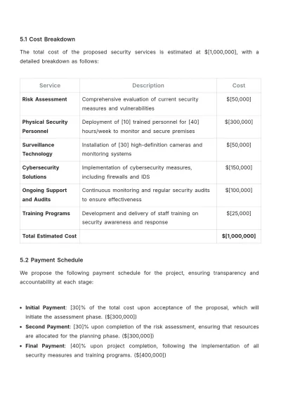 Free Security Service Proposal Template to Edit Online