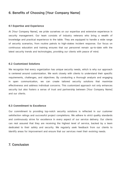 Free Security Service Proposal Template to Edit Online