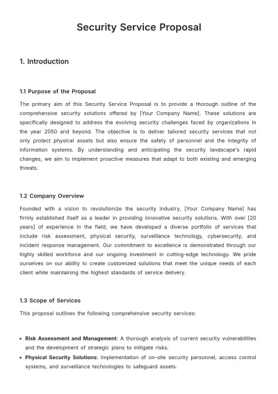 Free Security Service Proposal Template to Edit Online