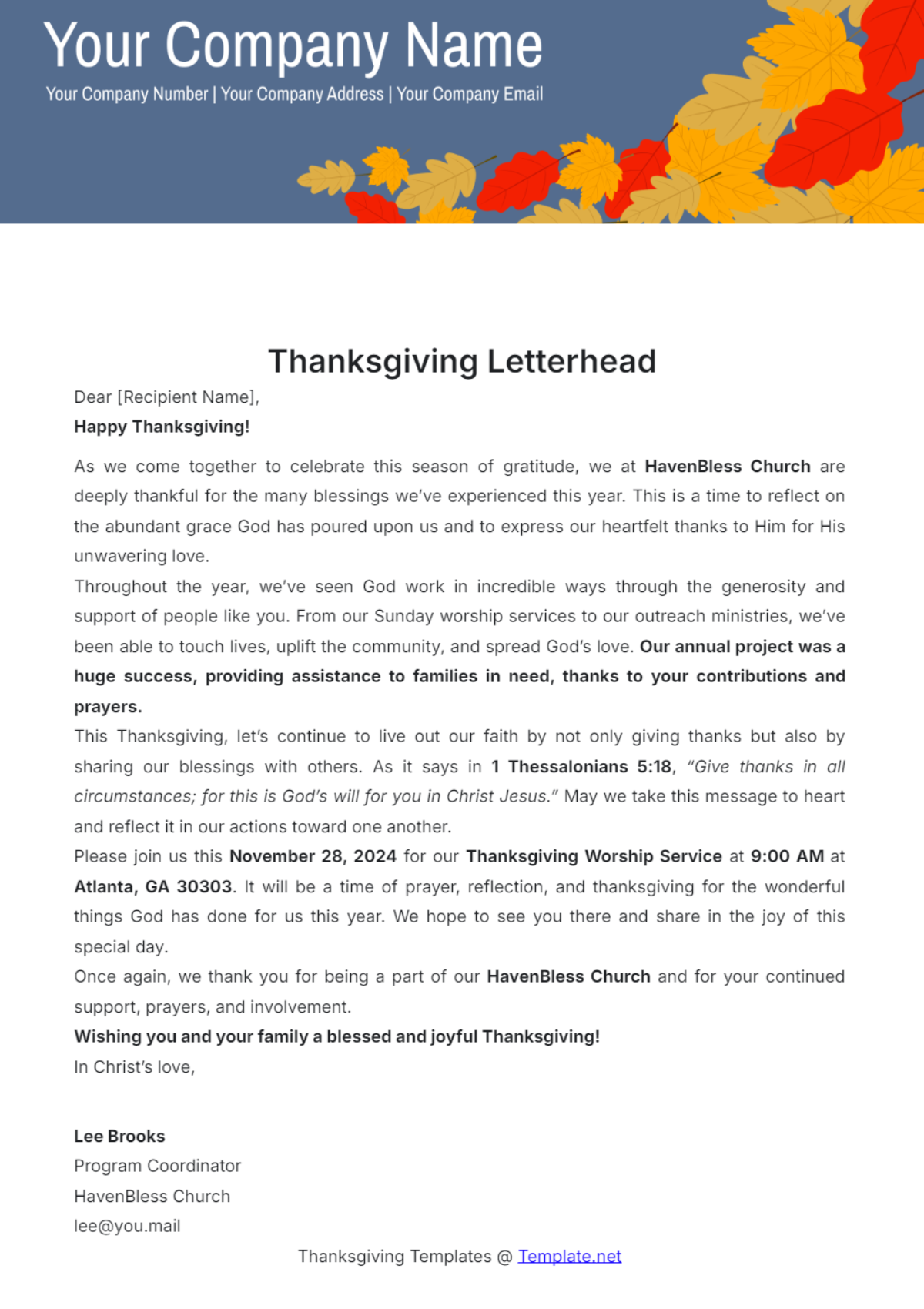 Thanksgiving Letterhead Template - Edit Online & Download