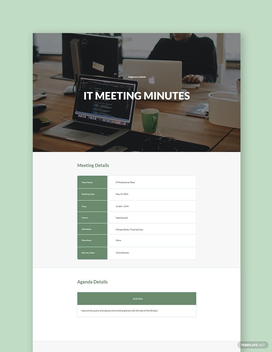 Free Sample IT Meeting Minutes Template