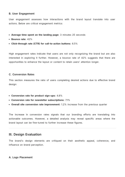 Free Brand Layout Performance Report Template to Edit Online