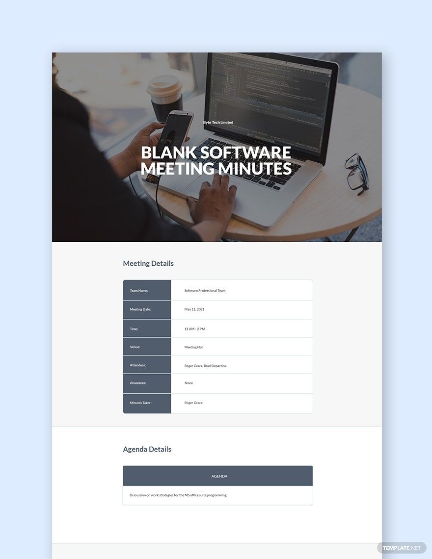 Free Blank Software Meeting Minutes Template