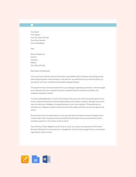 FREE Warning Letter for Dress Code Violation Template - Word (DOC ...