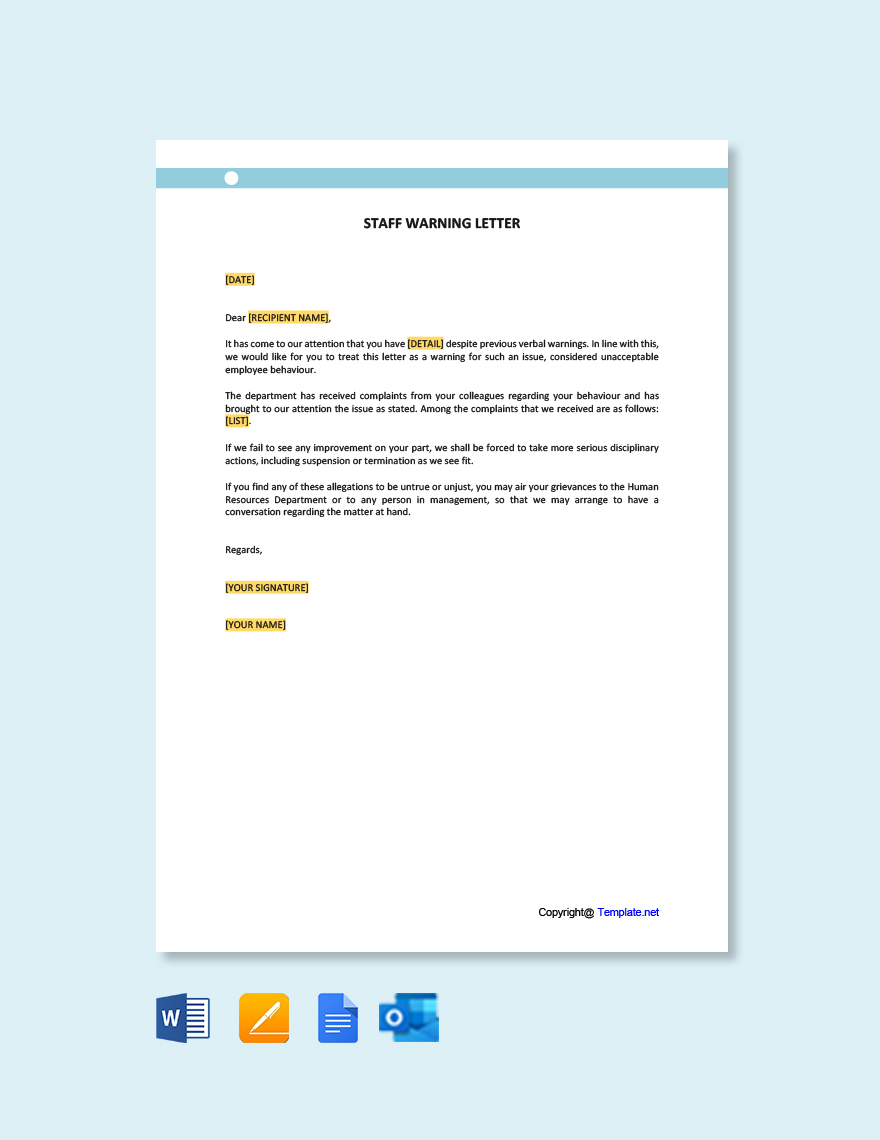 Staff Warning Letter Template Download 700 Letters In - vrogue.co